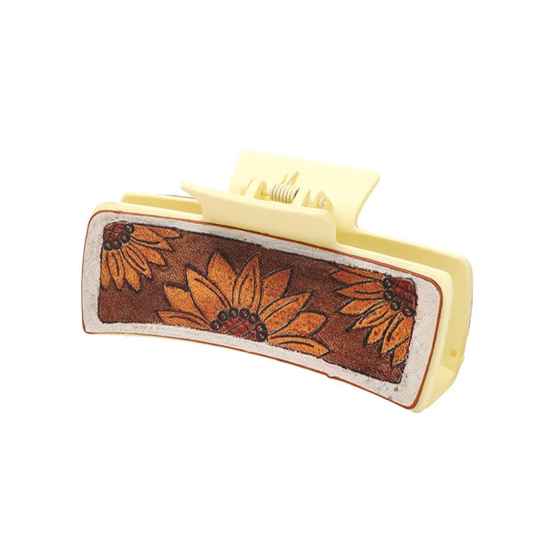 Pince à cheveux western à imprimé tournesol pour femme