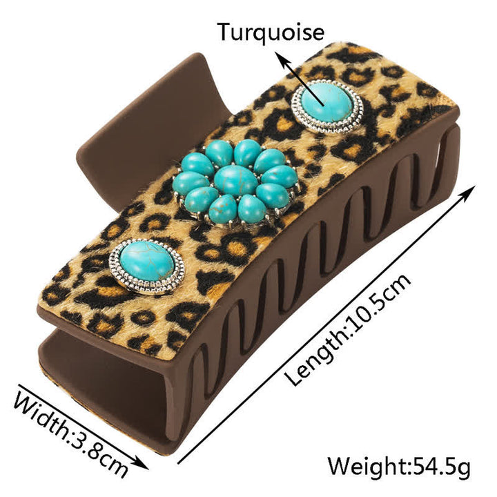 Pince à cheveux pour femme avec imprimé léopard turquoise et vache laitière