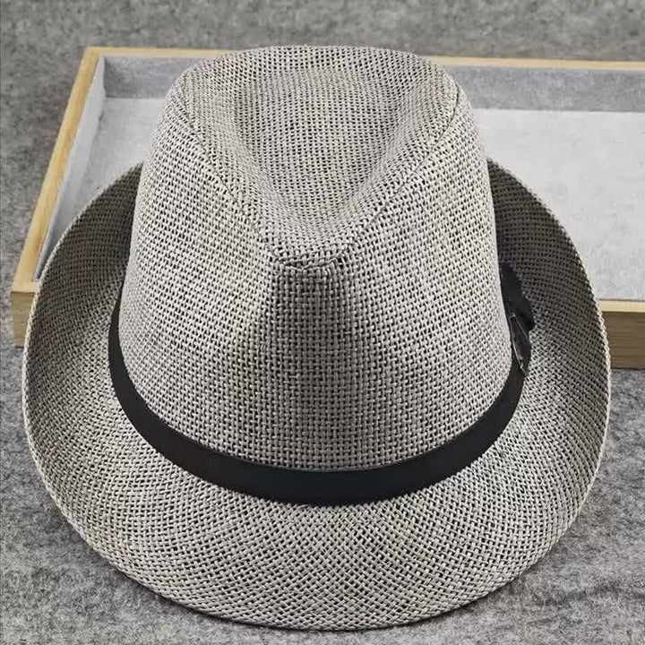 Chapeau Fedora d'été en paille à motif pied-de-poule à carreaux britanniques pour hommes
