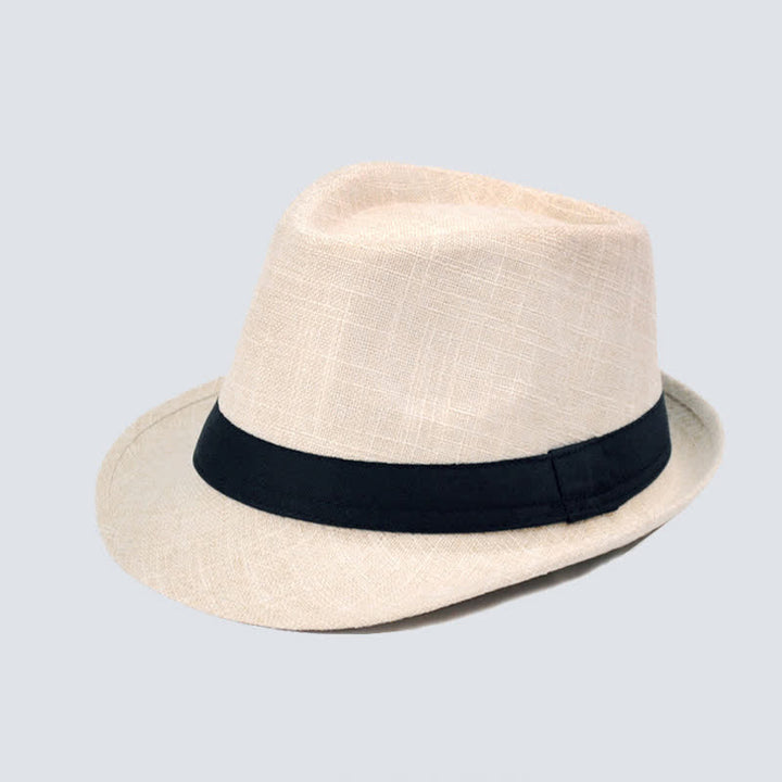 Chapeau Fedora d'été simple à ruban noir pour homme