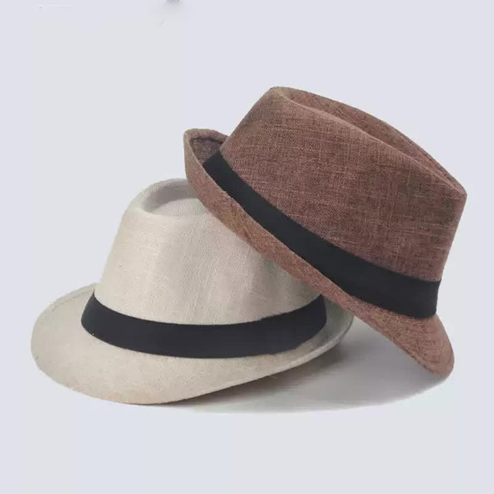 Chapeau Fedora d'été simple à ruban noir pour homme