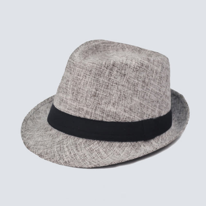 Chapeau Fedora d'été simple à ruban noir pour homme