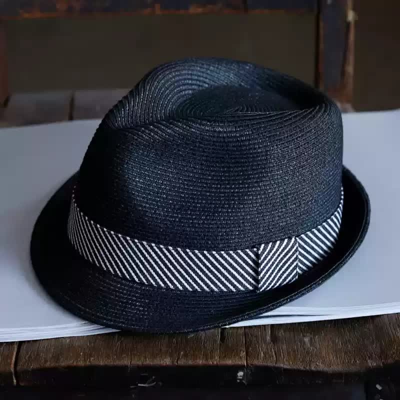 Chapeau Fedora en paille de plage à rayures gracieuses pour hommes