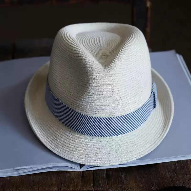 Chapeau Fedora en paille de plage à rayures gracieuses pour hommes