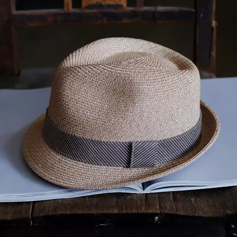 Chapeau Fedora en paille de plage à rayures gracieuses pour hommes