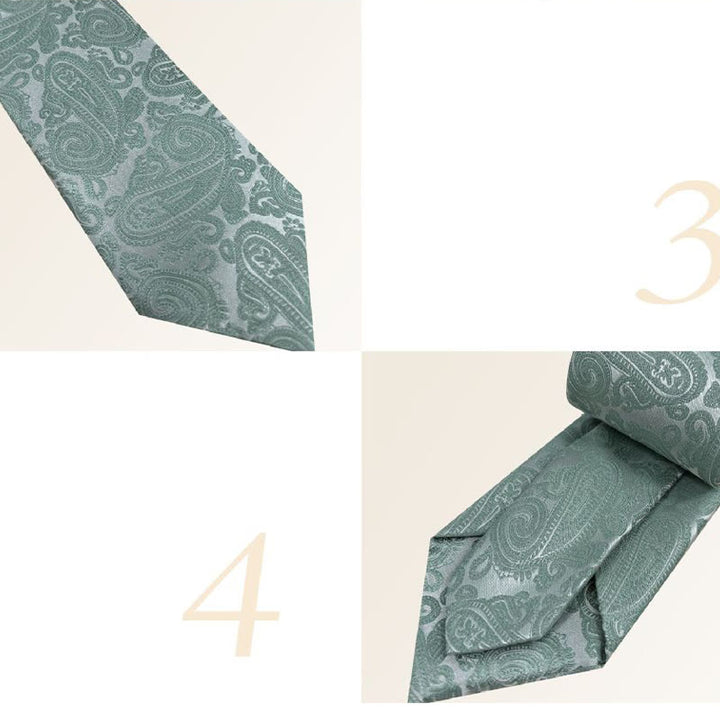 Cravate en polyester jacquard floral vert pour homme