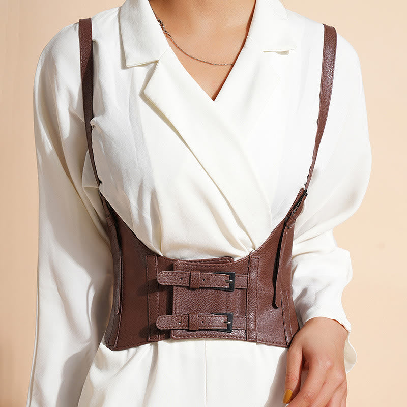 Ceinture corset à bretelles punk pour femmes
