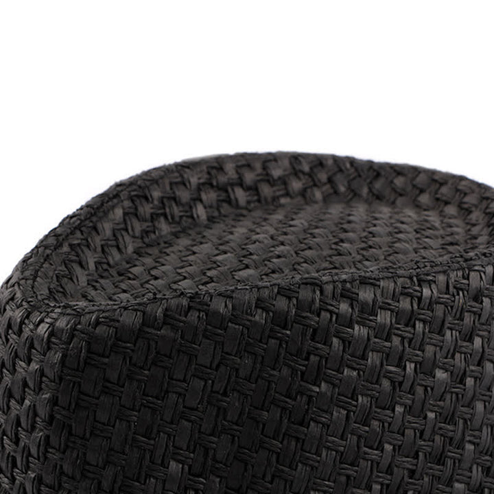 Chapeau Fedora en paille de plage avec bande en cuir tressé pour homme