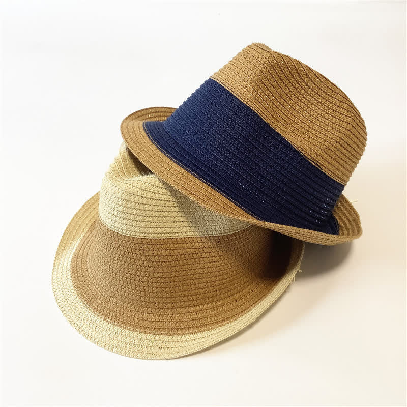 Chapeau Fedora en paille aux couleurs assorties pour l'été
