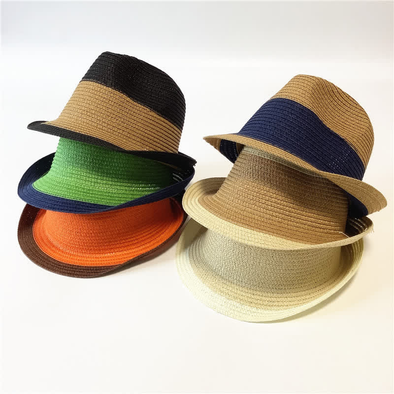 Chapeau Fedora en paille aux couleurs assorties pour l'été
