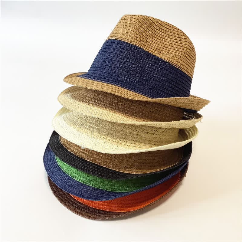 Chapeau Fedora en paille aux couleurs assorties pour l'été