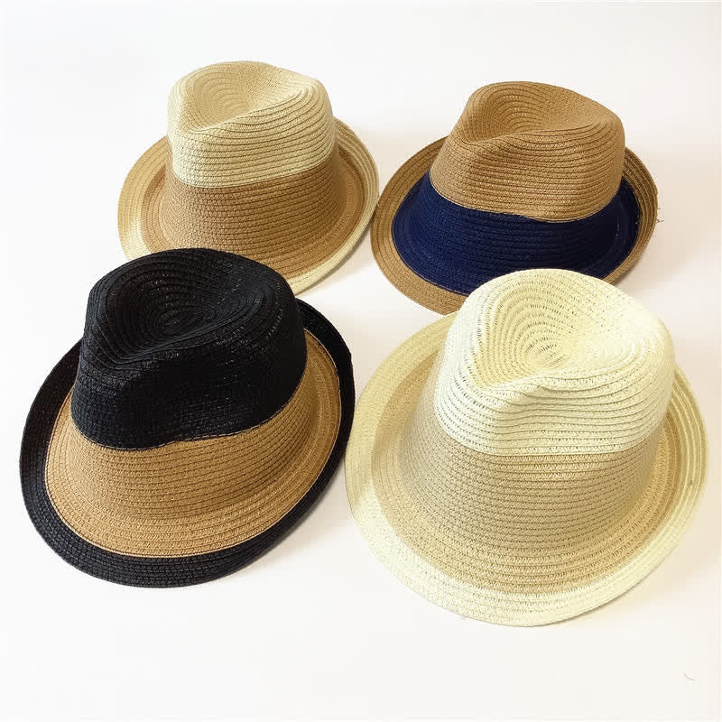 Chapeau Fedora en paille aux couleurs assorties pour l'été