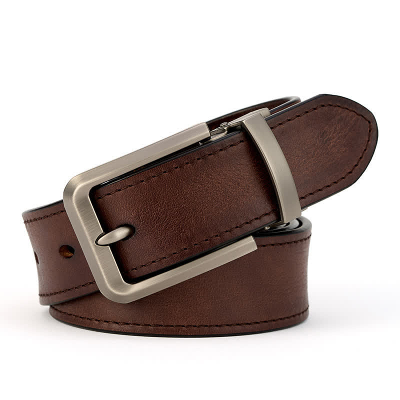 Ceinture en cuir simple et détaillée pour homme avec coutures