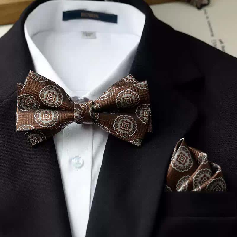 Nœud papillon double épaisseur imprimé vintage pour homme