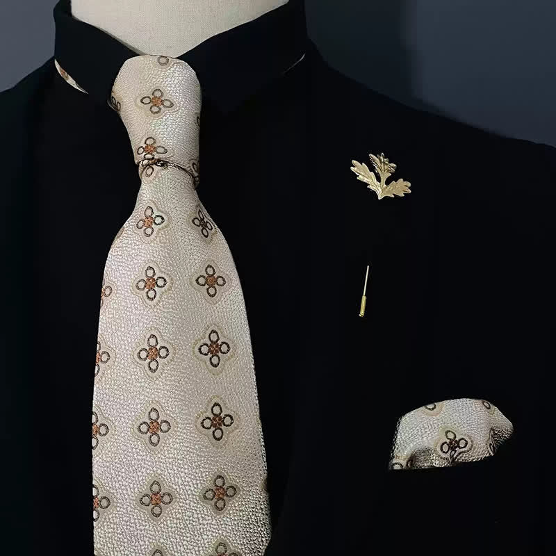 Lot de 2 mini-cravates en mouchoir à fleurs ivoire pour homme