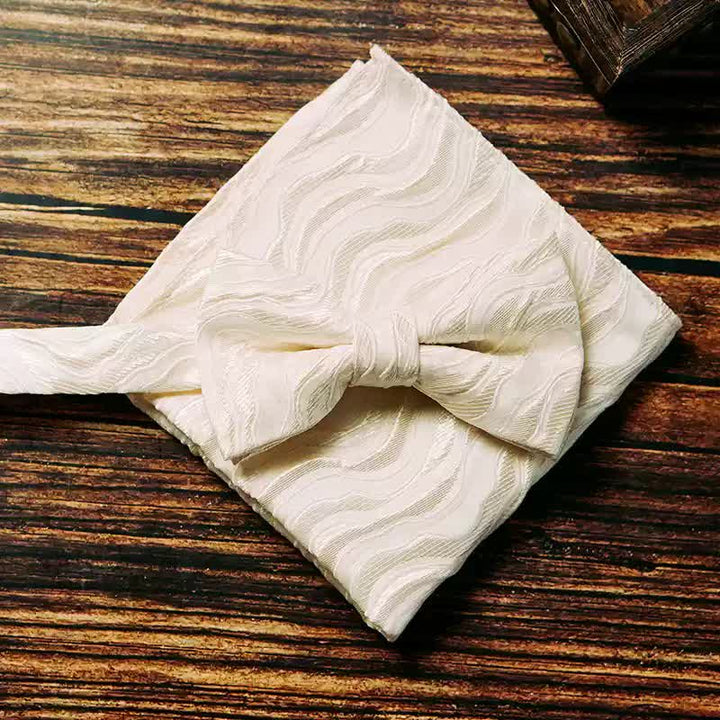 Lot de 2 nœuds papillon en mouchoir à motif de vigne tridimensionnel pour homme