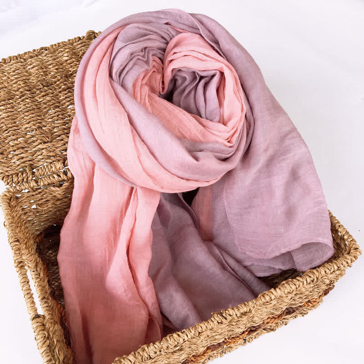 Écharpe fine en coton et lin élégante et assortie à deux couleurs