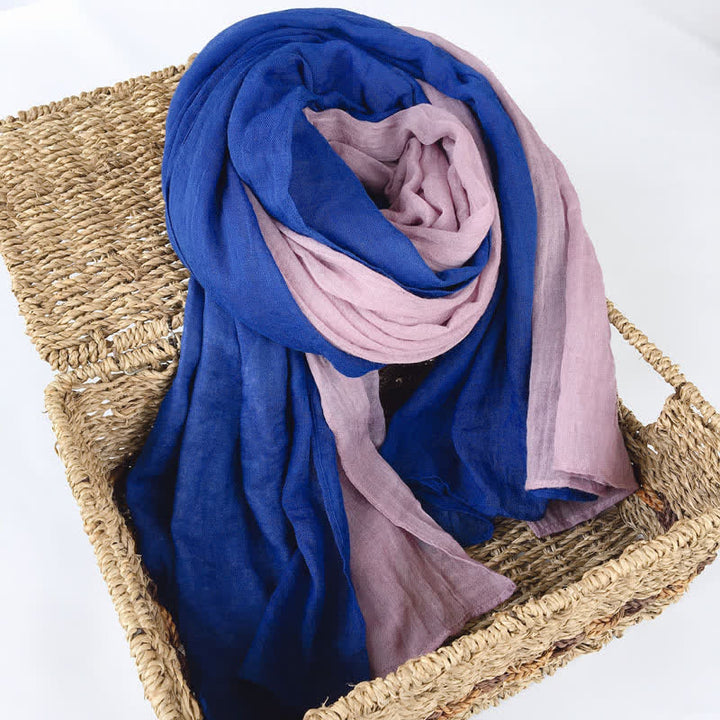 Écharpe fine en coton et lin élégante et assortie à deux couleurs