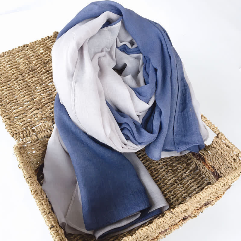 Écharpe fine en coton et lin élégante et assortie à deux couleurs
