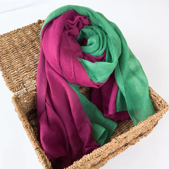 Écharpe fine en coton et lin élégante et assortie à deux couleurs