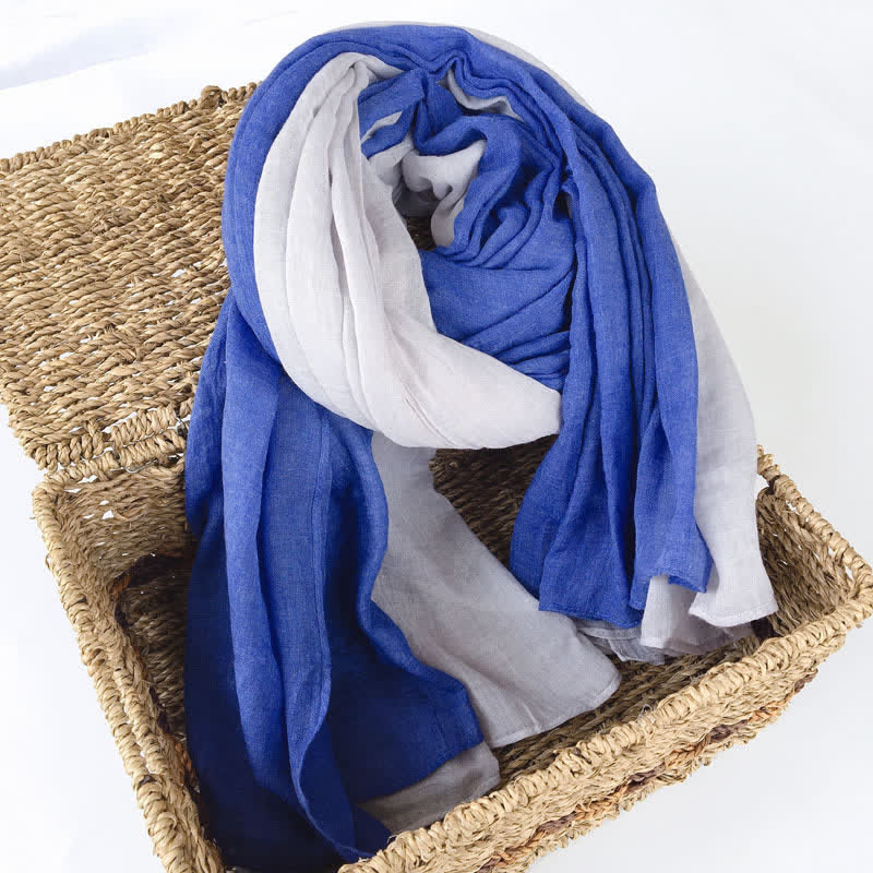 Écharpe fine en coton et lin élégante et assortie à deux couleurs