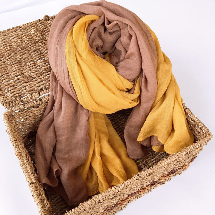 Écharpe fine en coton et lin élégante et assortie à deux couleurs