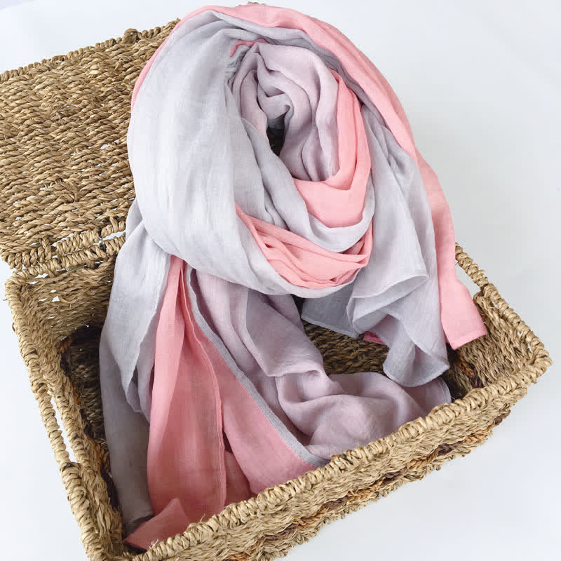 Écharpe fine en coton et lin élégante et assortie à deux couleurs