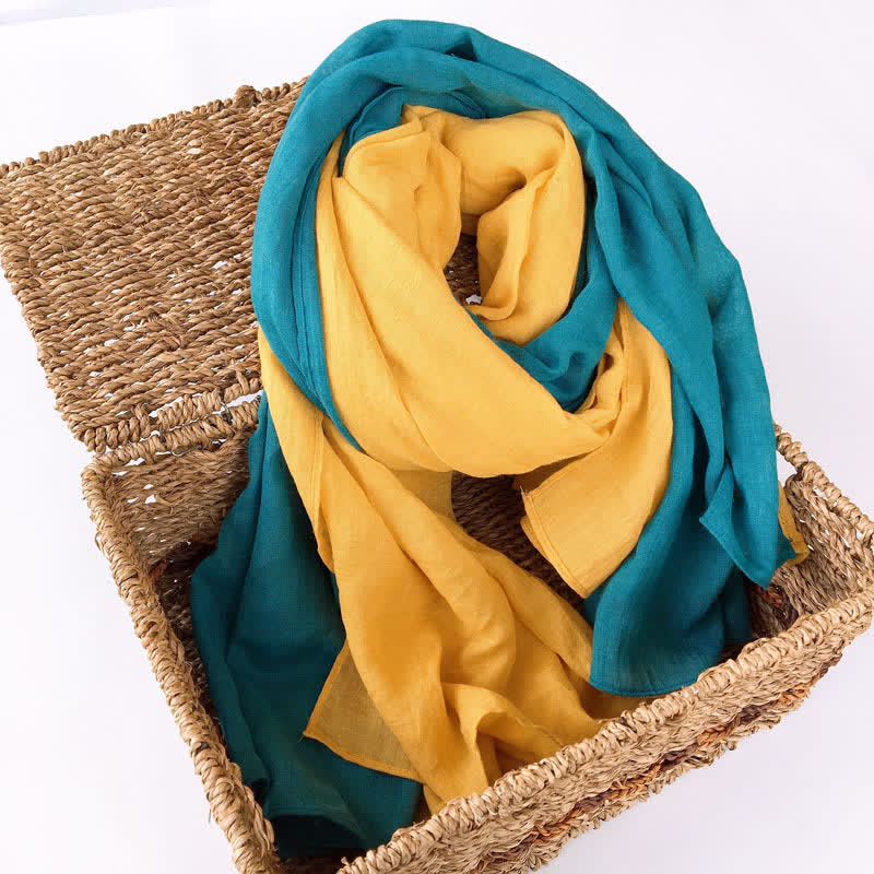Écharpe fine en coton et lin élégante et assortie à deux couleurs