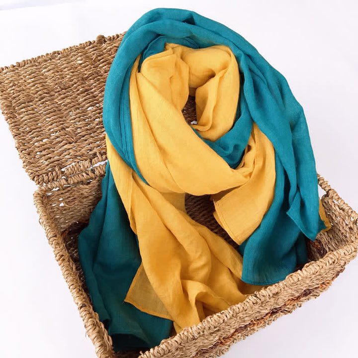 Écharpe fine en coton et lin élégante et assortie à deux couleurs