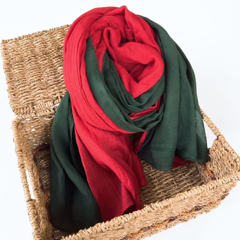 Écharpe fine en coton et lin élégante et assortie à deux couleurs