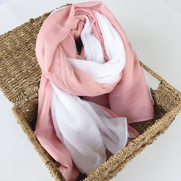 Écharpe fine en coton et lin élégante et assortie à deux couleurs