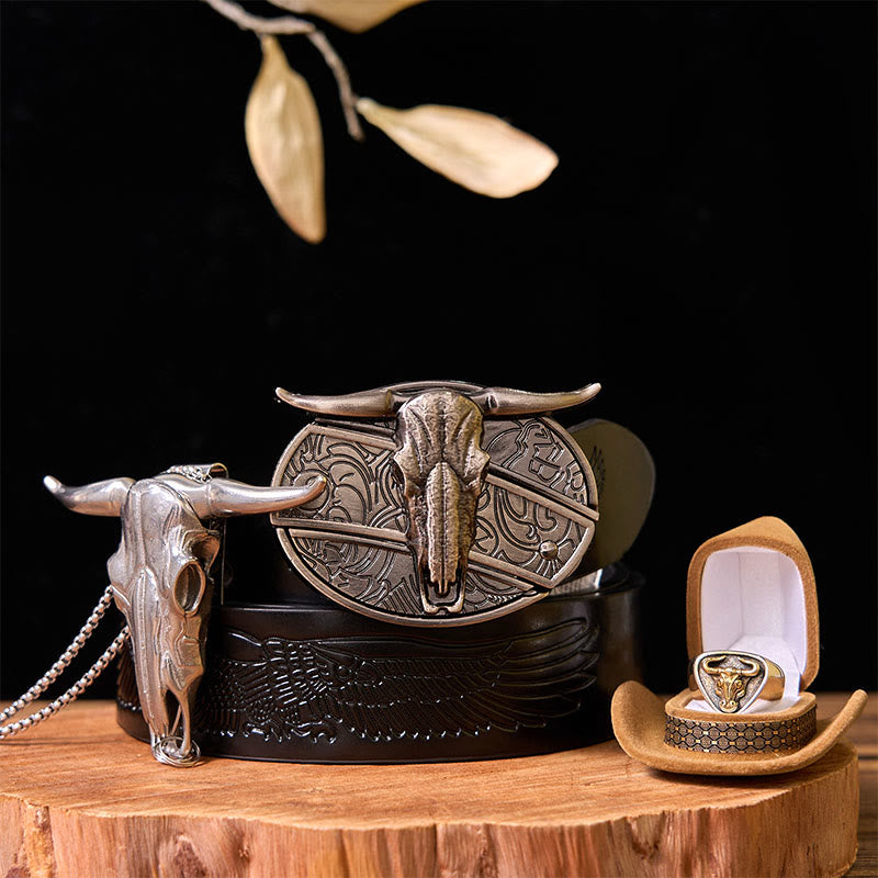 Ensemble de boucles de ceinture à couteau caché et anneau de taureau Western Cow DIY