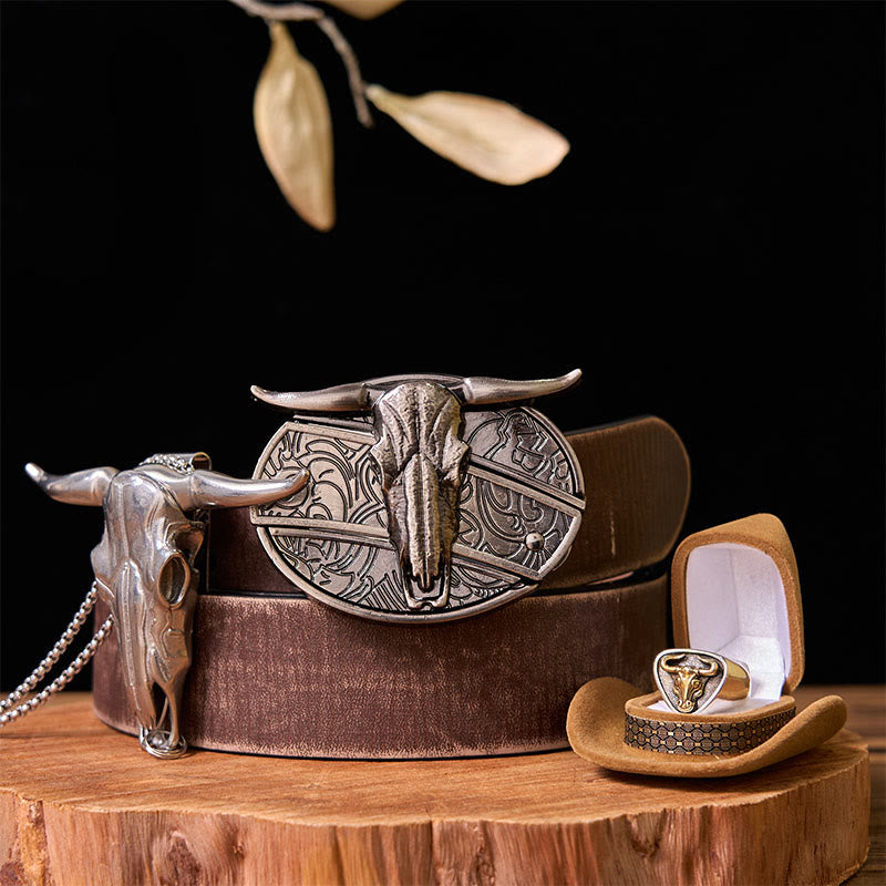 Ensemble de boucles de ceinture à couteau caché et anneau de taureau Western Cow DIY