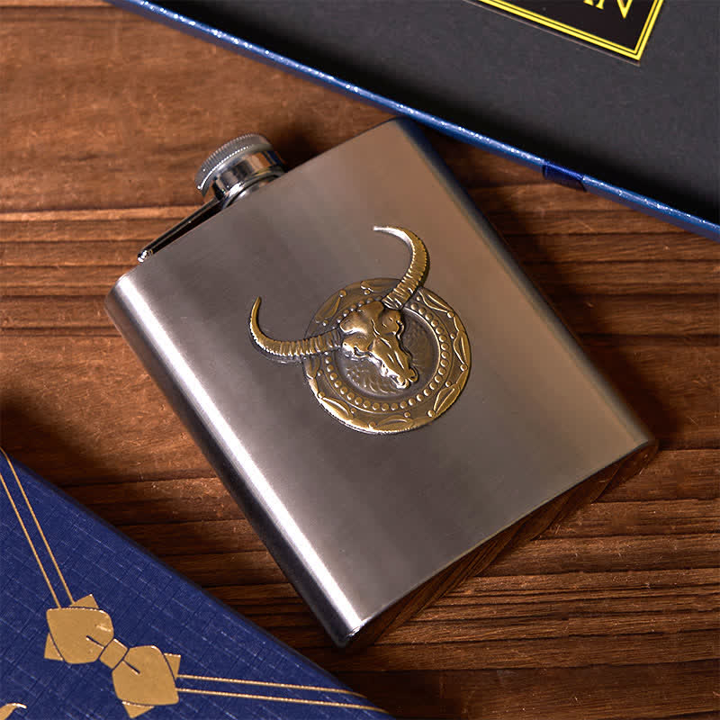 Flacon taureau argenté 2 pièces briquet ACE of Spades coffret cadeau pour garçons d'honneur