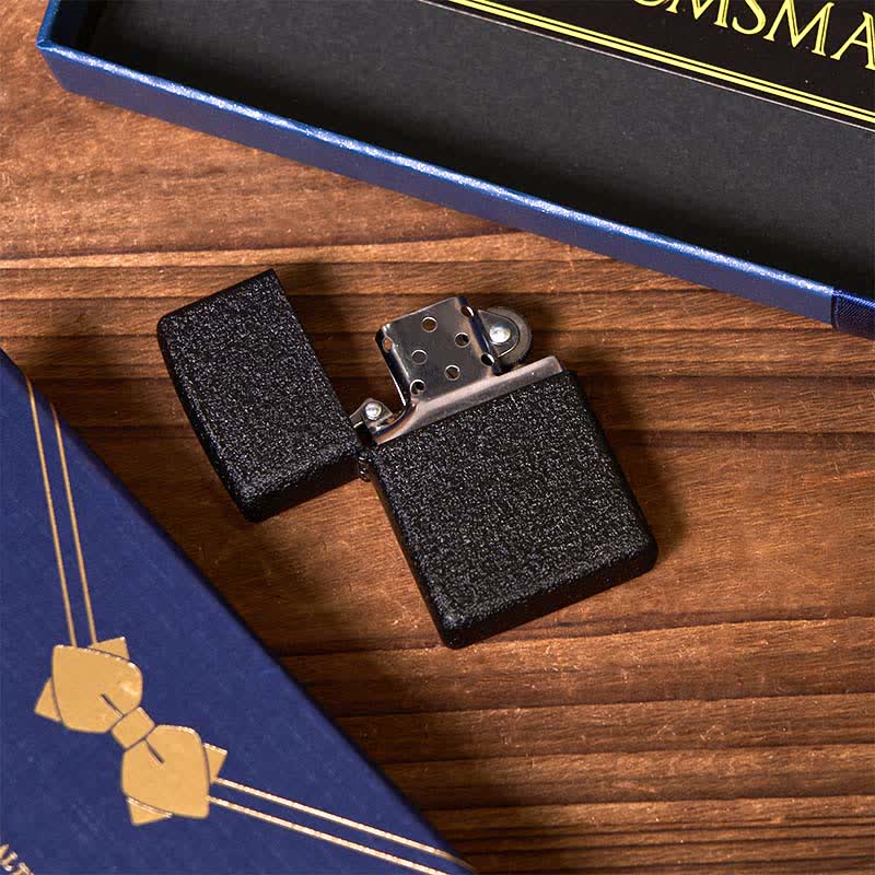 Lot de 3 cravates à thème noir avec papillon et briquet givré pour garçons d'honneur, coffret cadeau