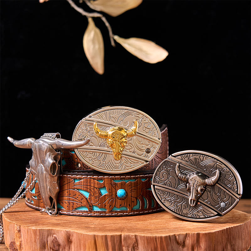 Ensemble de boucles de ceinture à couteau caché Double Bulls DIY avec pendentif Longhorn