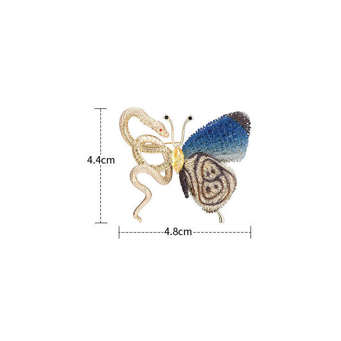 Broche serpent et papillon en métal, accessoires de chemise