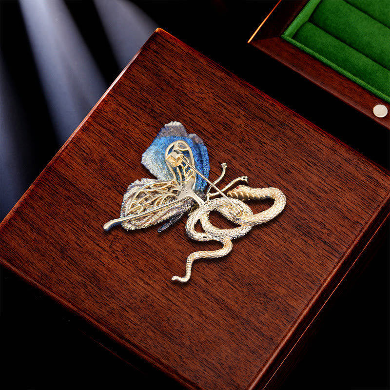 Broche serpent et papillon en métal, accessoires de chemise