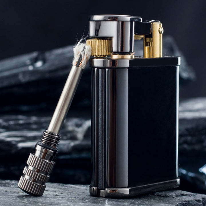 Briquet à kérosène rechargeable 2 en 1 à bras élévateur de style antique avec allumette permanente