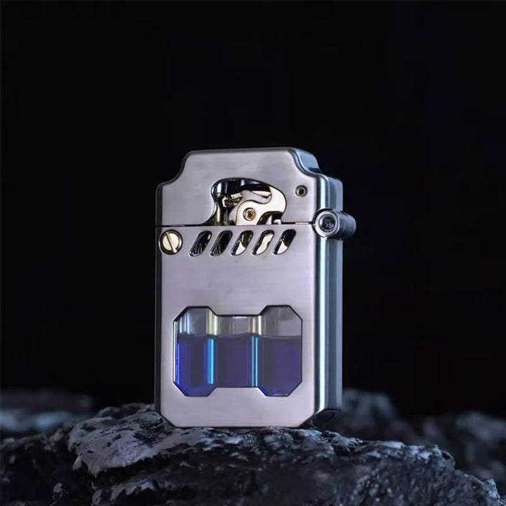 Briquet à kérosène rechargeable avec bras oscillant et réservoir d'huile transparent rétro