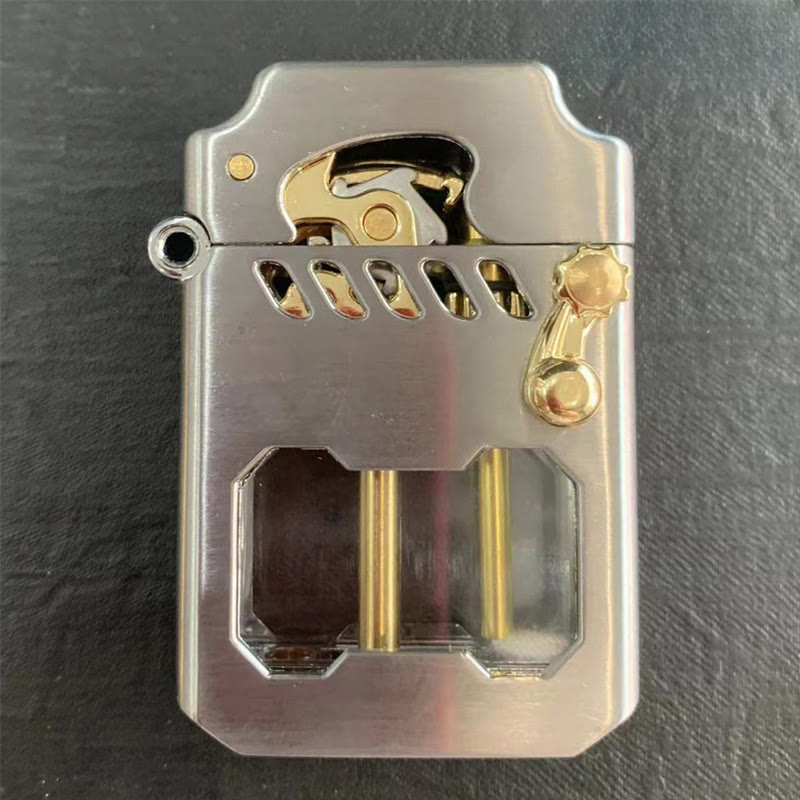 Briquet à kérosène rechargeable avec bras oscillant et réservoir d'huile transparent rétro