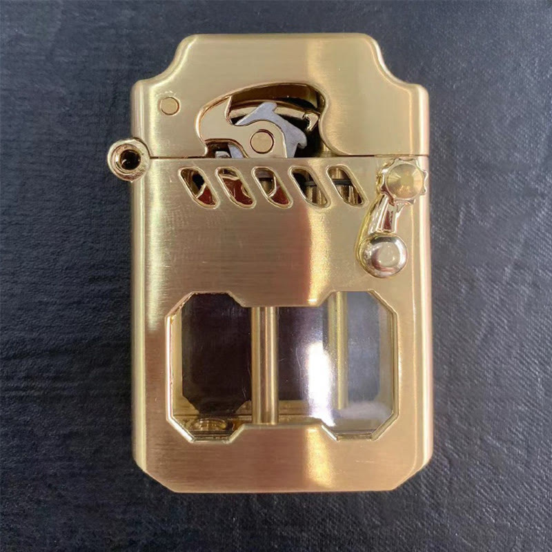 Briquet à kérosène rechargeable avec bras oscillant et réservoir d'huile transparent rétro