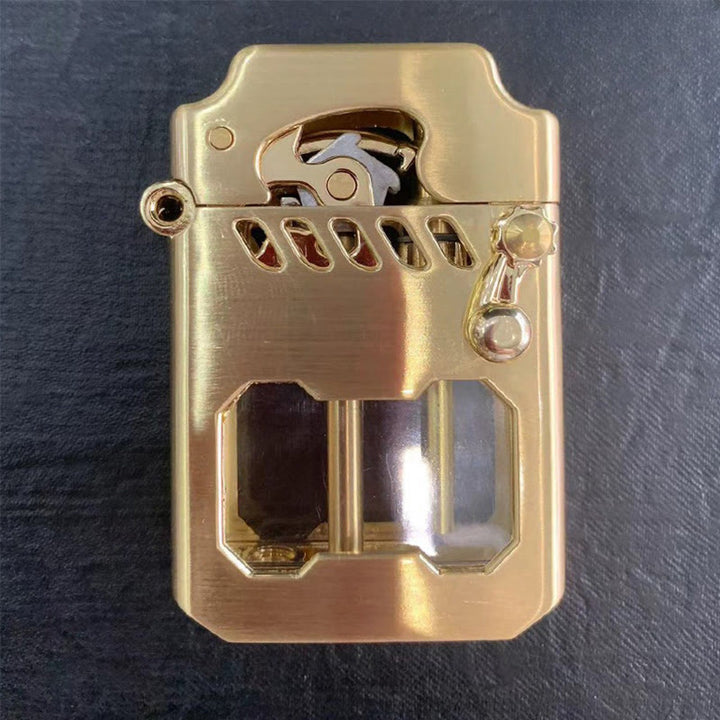 Briquet à kérosène rechargeable avec bras oscillant et réservoir d'huile transparent rétro