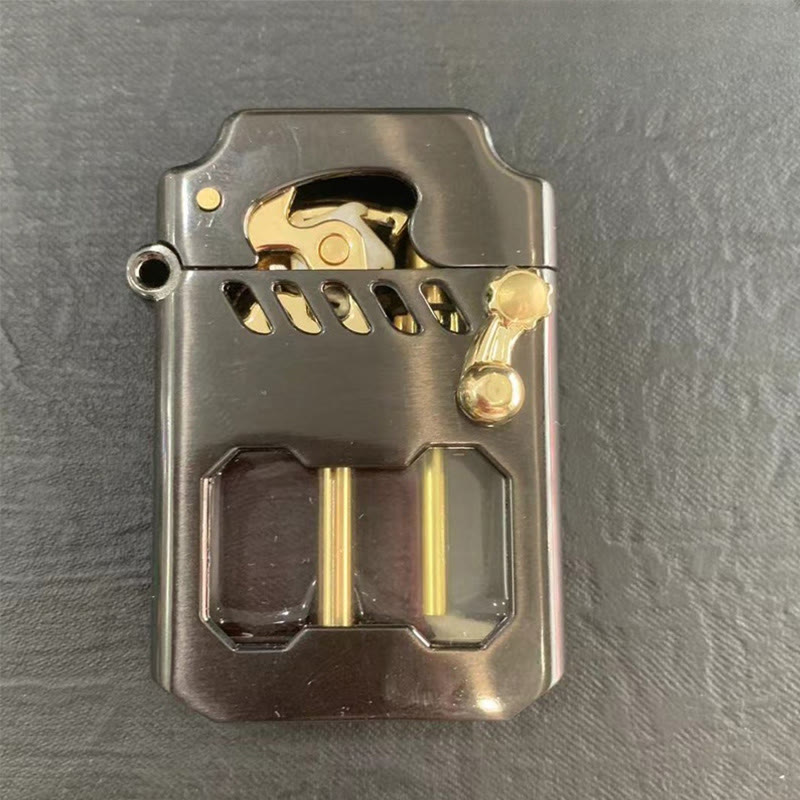Briquet à kérosène rechargeable avec bras oscillant et réservoir d'huile transparent rétro
