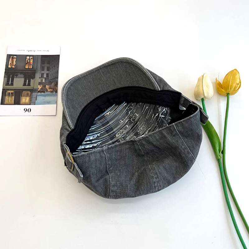 Casquette béret en coton délavé style gavroche rétro américain