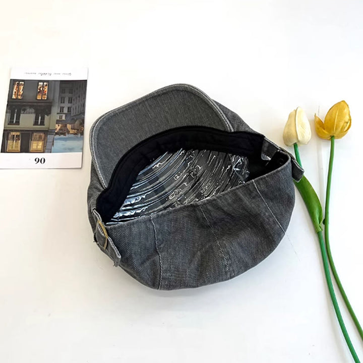 Casquette béret en coton délavé style gavroche rétro américain