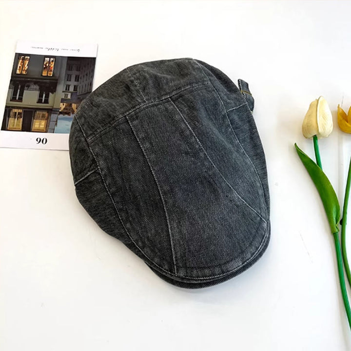 Casquette béret en coton délavé style gavroche rétro américain