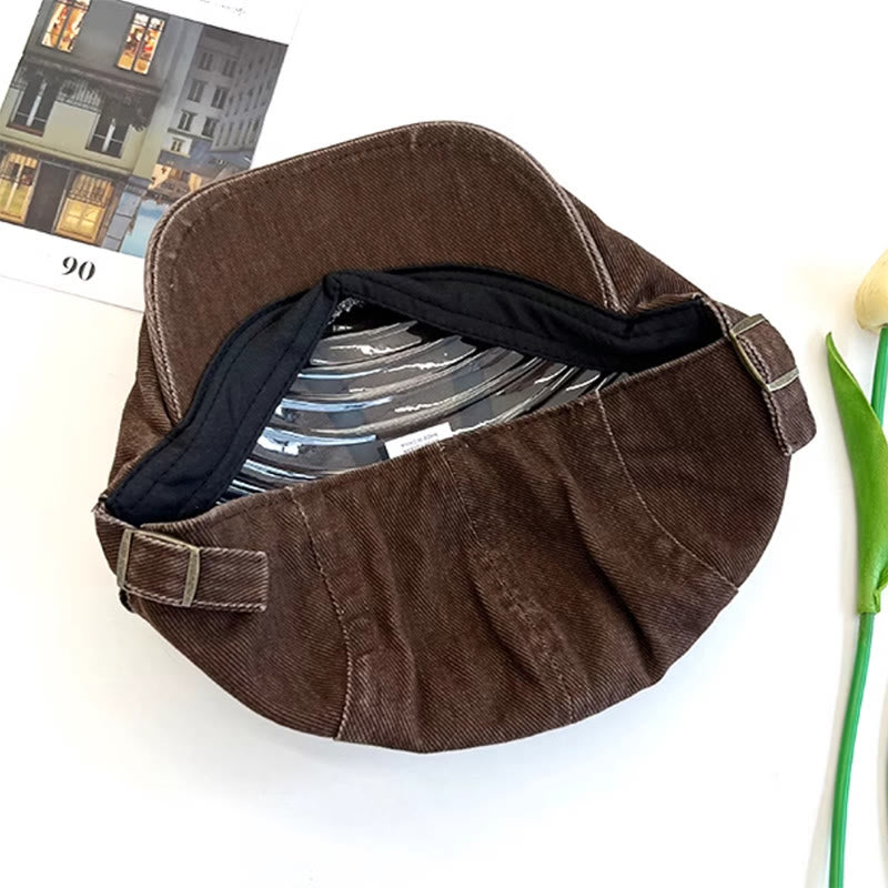 Casquette béret en coton délavé style gavroche rétro américain