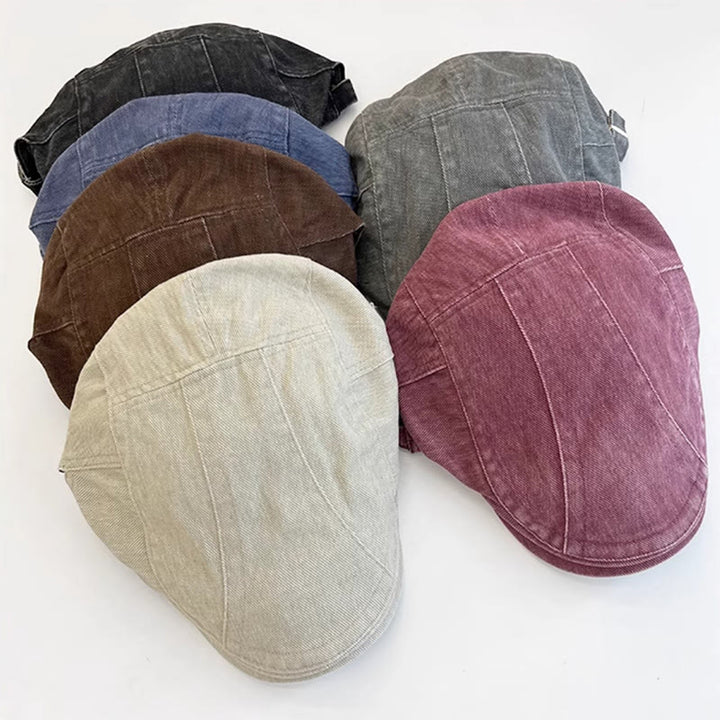 Casquette béret en coton délavé style gavroche rétro américain