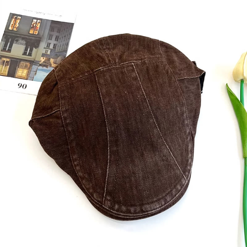 Casquette béret en coton délavé style gavroche rétro américain